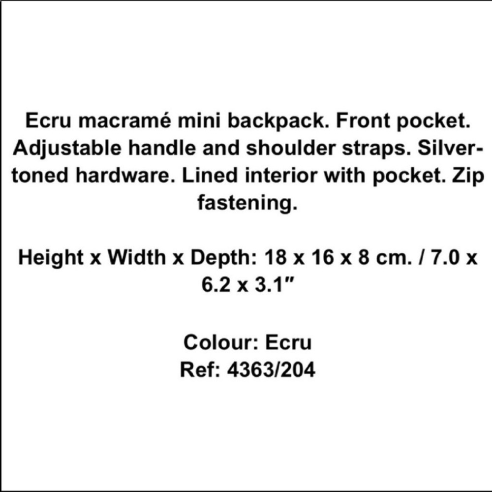 Zara Macramé Mini Backpack in Cream - Picture 2 of 6
